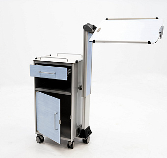 Прикроватная тумба медицинская из HPL-пластика, с выдвижным поворотно-откидным столиком